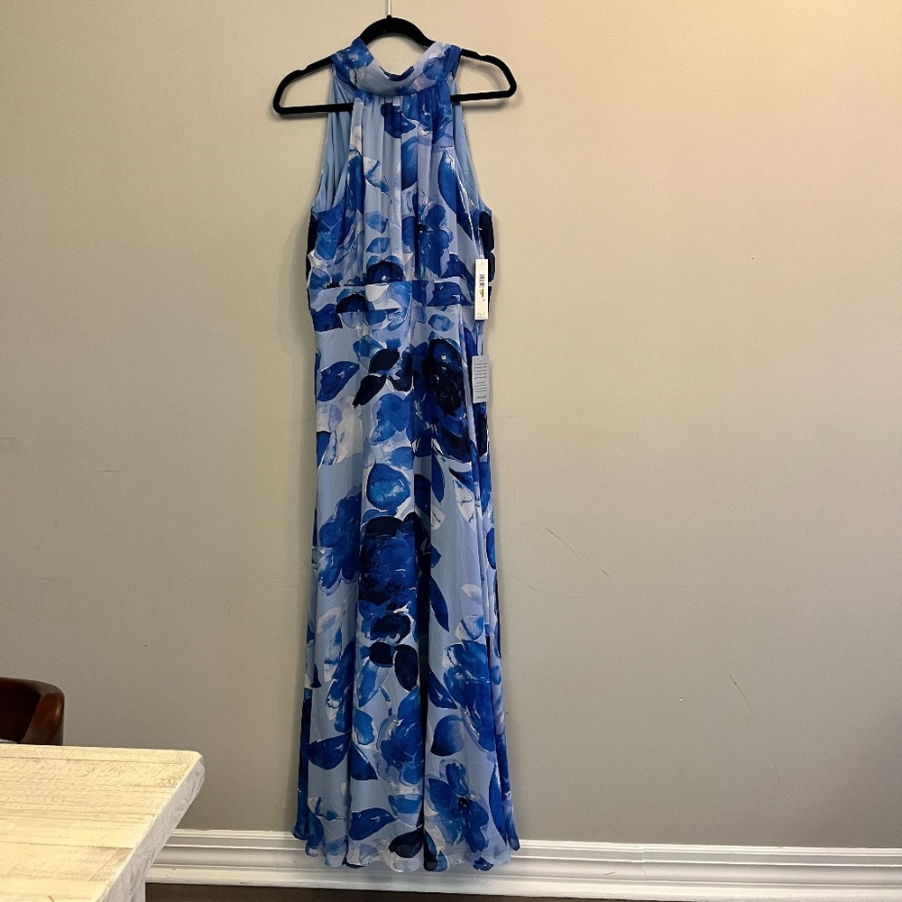 NWT Eliza J Flora Halter Neck Maxi Dress In Blue - Picture 3 of 5